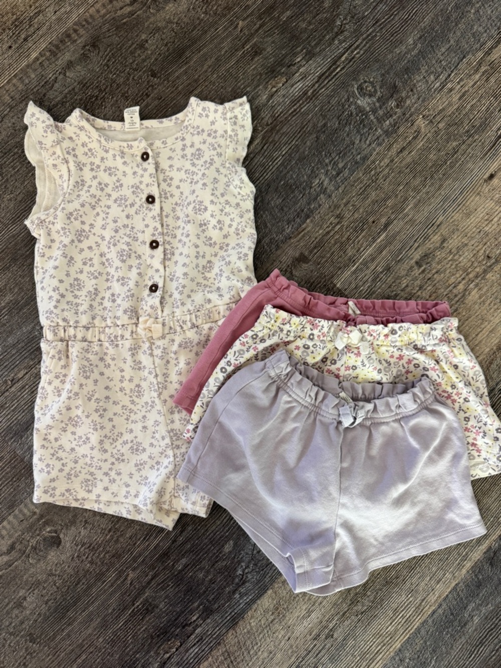Girls 3T Floral Romper + 3 Shorts Set - Colored Organics 🤍